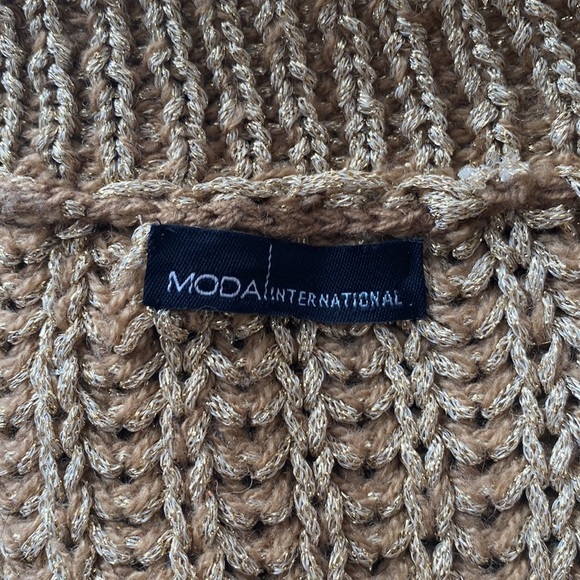 MODA International Gold Metallic Thick Long Sleeve Button Down Cardigan Sweater - Picture 11 of 11